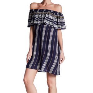 ELAN | Printed Off The Shoulder Dress | S